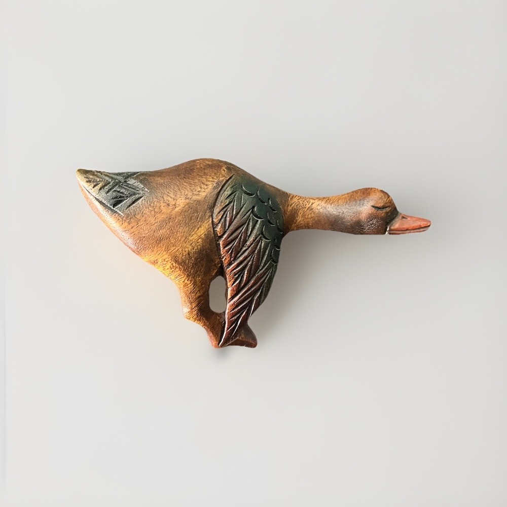Wood Duck Shelf Sitter- Carved- Mandalay Box Co Thailand
